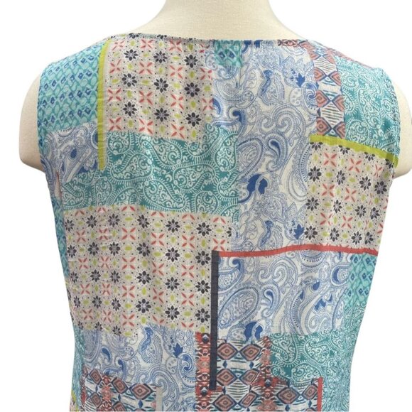 Como Vintage 2X Boho Sleeveless Patchwork Top Summer Flowy Festival Cottage Chic - Picture 5 of 10